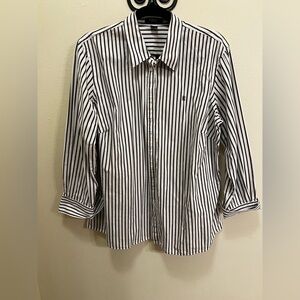 Chaps Brown and White Striped Casual Shirt